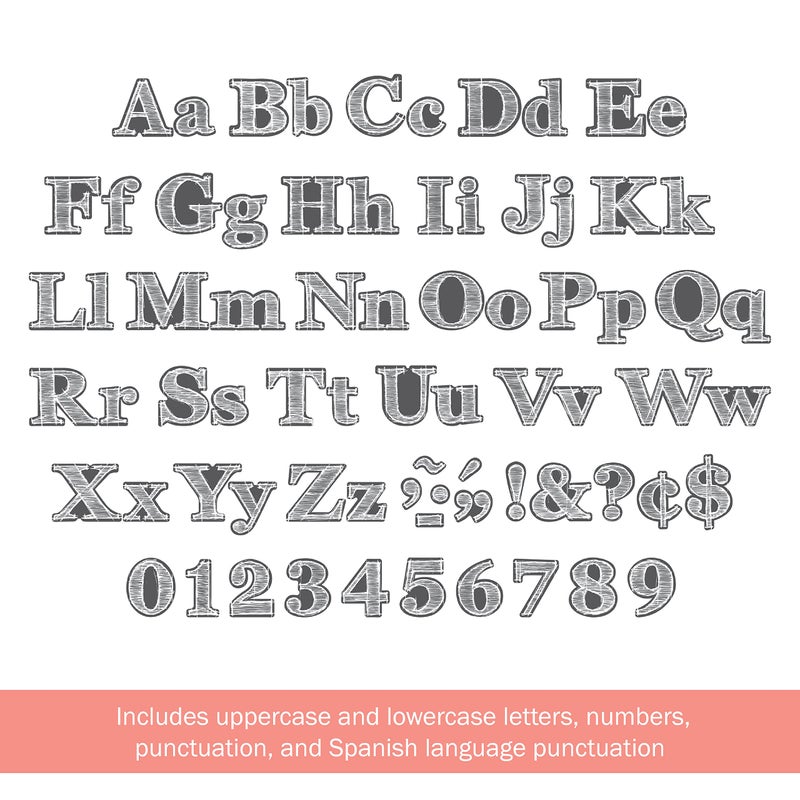 Barker Creek 468-Piece Chalk Letter Pop-Out Set, Includes Two Packages of Letters - 234 Pieces Black and White and 234 Pieces Rainbow Chalkboard Letters, Classrooms, Offices, Presentations (3508) - Image 1